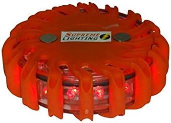 Supreme LightingSL-016R 12 volt portable red LED warning light with 9 flashing patterns, with magnetic base