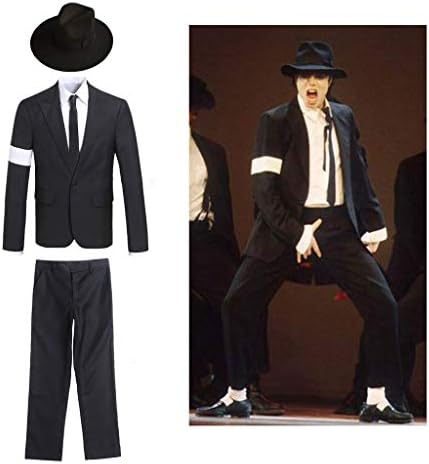 Michael Jackson Men's Kid Adult Cosplay Costume 4pcs MJ Suit Jacket +Pants+Shirt+Hat+Tie