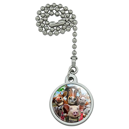 Farm Selfie Horse Pig Chicken Donkey Cow Sheep Ceiling Fan and Light Pull Chain