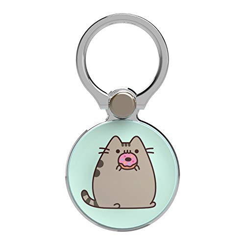 iFace x Pusheen Licensed Series Universal Smartphone Ring Holder Accessory for Girls/Women - Cute Stick-On Phone Attachment for iPhone, Samsung Galaxy, etc. - Pusheen Eating Donut