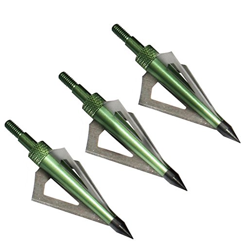 e5e10 12PCS 125 Grain 3 Blade Broadheads Hunting Arrow Heads Screw-in Arrow Tips Crossbow and Compound Bow with One Plastic Portable Broadheads Case
