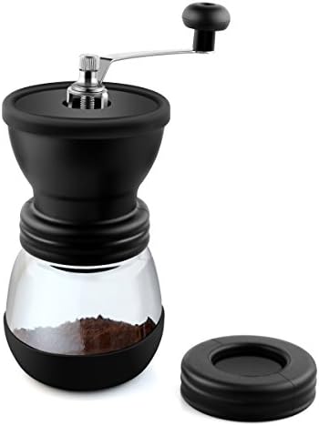 originAIM Manual Coffee Grinder, Ceramic Coffee Mill, Conical Adjustable Burr Grind with A Sealed Lid
