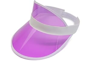 Unisex Kids Sun Visors Plastic Clear Cap Candy Color Transparent Elastic Visor Cap Colorful Sun Hat Empty Top Hat, Light Purp