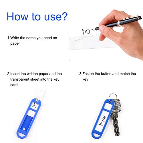 15PCS Plastic Key Tags with Split Ring Label Window