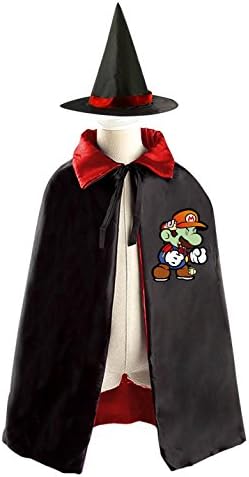 Super Injured Mario Kids Halloween Party Cosplay Costume Witch Cloak Wizard Cape With Hat Set for Girls Boys