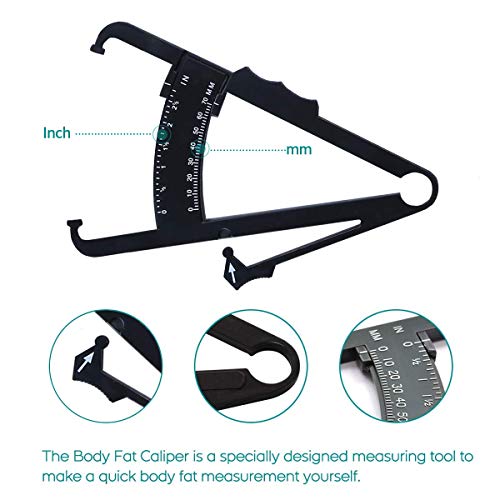 Body Fat Caliper Combo with Body Fat Percentage Measure Charts for Men and Women (Black) - Thumbnail 2