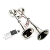 Pactrade-Marine-Boat-RV-Car-Stainless-Steel-Dual-Trumpet-Horn-Complete-Set-12V