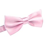 FSLESI Men's Pre Tied Wedding Party Fancy Plain Necktie Bow Ties,Light Pink