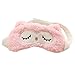 Ayygiftideas Cartoon Owl Sleeping Mask Soft Plush Eye Mask Blindfold Cover for Sleeping Traveling (Pink)