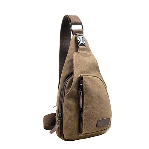 Men Chest Bag; Mosunx(TM) Outdoor Sports Casual Canvas Unbalance Backpack Crossbody Shoulder Bag (Coffee)