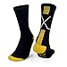 ChalkTalkSPORTS Hockey Half Cushioned Crew Socks | Crossed Sticks | Black/Gold