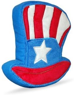 PrideBites Dog Squeak Toys Dog Toy - Made of Durable Fleece, 55 lb Pull Pressure, Soft Foam Stuffing - Indoor/Outdoor, Machine Washable - Floats in Water - As Seen on ABC Shark Tank (Uncle Sam Hat)