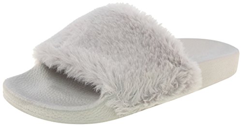 Pillow 1 women faux fur softy slip on slider sandals,gr…