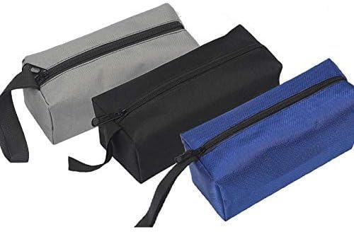 HunterBee 3 Pack Zipper Utility Waterproof Canvas Pouches/Small Screws Nails Tool Organizer/Mini Nuts Empty Heavy Duty Multipurpose Bags/Bolts and Nuts Bags