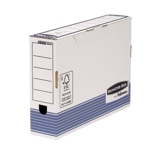 Bankers Box System 80 mm Foolscap Transfer Files with Fastfold - Blue, Pack of 10