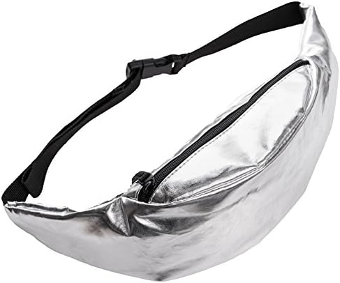 Fanny Pack Rave Festival Metallic Holographic Bum Bag Waist Pouch (Silver03)