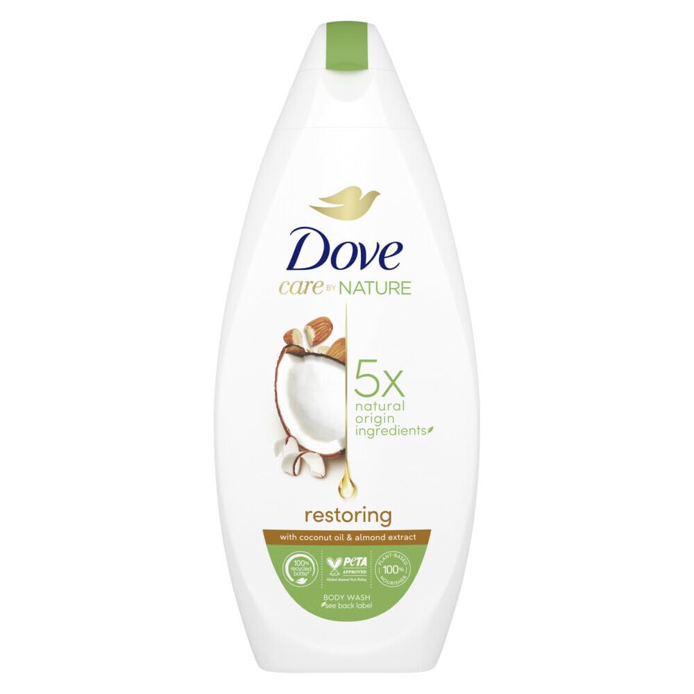 Dove Care By Nature RESTORING Shower Gel 225ml, with Coconut Oil & Almond Extract (Pack of 1)