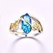 Psiroy 925 Sterling Silver Plated Marquise Simulated Blue Topaz Leaf Ring Size 9