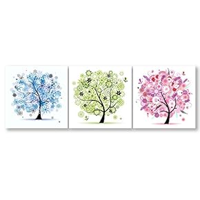 Wall26-3 Panel Canvas Wall Art- Beautiful Flowers -Giclee Painting Wall Bedroom Living Room Home Decoration - 12"x12"x3 Panels