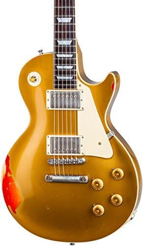 Gibson Custom Les Paul Standard Limited Run - Solid Body Electric Guitar Aztec Gold over 3-Color Sunburst Aged White Pearl Pickguard