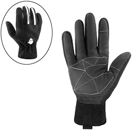 WYJJJJJ Winter Warm Gloves, Anti Slip Windproof Gloves Waterproof Outdoor Skiing Cycling Camping Hiking Gloves,Cold Weather Cycling Gloves for Men Women (Color : Black, Size : L)