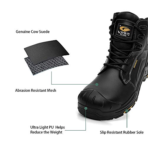 DRKA Men's Steel Toe Work Boots Waterproof Safety Shoes(18960-blk-47) - Thumbnail 4