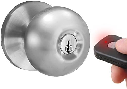 Milocks Wkk02Sn Digital Door Knob Lock With Keyless Entry Via Remote Control For Interior Doors, Satin Nickel