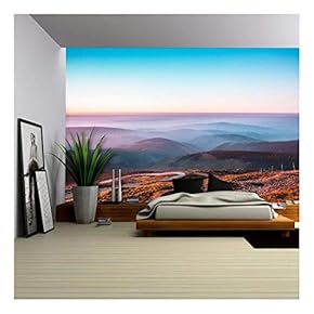 Landscape with Mountain at Dusk - Removable Wall Mural | Self-Adhesive Large Wallpaper - 66x96 inches