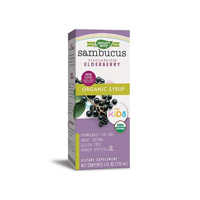 Nature's Way Sambucus Organic Elderberry Syrup for Kids, Black Elderberry Extract, Great Tasting, Gluten-Free, 4 Fl. Oz