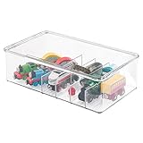 mDesign Kids/Baby Toy Storage Box, for Action Figures, Cars, Crayons, Puzzles - Divided, 12.75