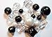 120 Black & White Pearls with Matching Gems - No Hole Jumbo/Assorted Sizes Vase Decorations & Table Scatters - to Float The Pearls Order The Floating Pack Option