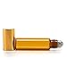Cecathlon 6pcs 5ml Amber Roll on Glass Bottles Essential Oil Steel Metal Roller Ball Gold Alloy Cap Portable For Trave