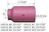5pcs TIG Welding Torch Standard Alumina Ceramic Gas Lens 54N15 #7 for Torch 17, 18 and 26