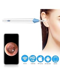 Oreja inalámbrico Otoscopio, Xiaomax WiFi Digital Ear Scope Inspección Ear Cámara Endoscopio Earwax Limpiador de cera para el oído Herramienta con 6 luces LED para dispositivos iPhone, iPad y Android