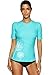 CharmLeaks Rash Guard for Women SPF Rashguard Swimsuits Short Sleeve uv Swim Shirts Water Shirts, S Aqua