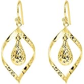 Savlano 925 Sterling Silver Diamond-Cut Teardrop Swirl Dangle Earrings - 18K Gold Plated Dangle Drop Earrings for Women comes with Gift Box - Made in Italy