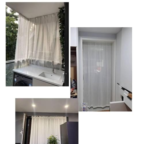 MAKINGTEC Self Adhesive Ceiling Or Wall Curtain Track No Drill Curtain Rod 3M, No Damage Curtain Track Hangers, Adhesive Curtain Rod For Windows Cabinet Closet Bathroom Shower Curtain