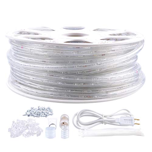 JUNWEN Led Rope Lights Outdoor, Indoor, 114ft 35m, Strip Light, Warm White, 1260LEDs, Waterproof, String Lighting, Plug in 110V, Connectable, Cuttable, Flexible, 8A Fuse Holder Powered - Thumbnail 5