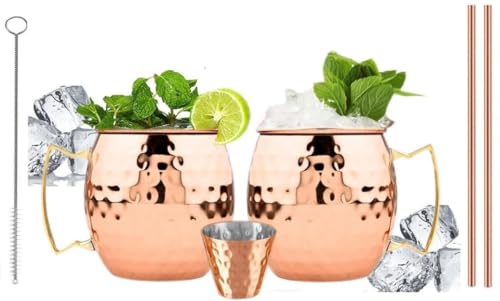 Copper Moscow Mule Mug Set Hammered Cups