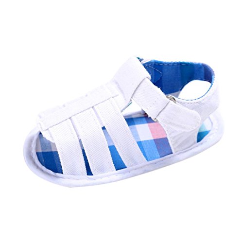 Lurryly Toddler Baby Boys Girls Sandals,Infant Soft Sole Crib Newborn Shoes 0-18 M (Size:3, Age:12~18 Month, US:4, White)