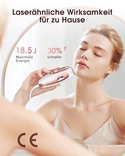 Haarlosy IPL Hair Removal Device with Cooling Function, 999,900 light pulses, 5 energy levels. Pain-free IPL hair removal for women, men, the bikini line, the body and legs