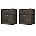 Sterilite 25306P01 3-Drawer Wide Weave Tower, Espresso Frame & Drawers w/ Driftwood Handles, 2-Pack