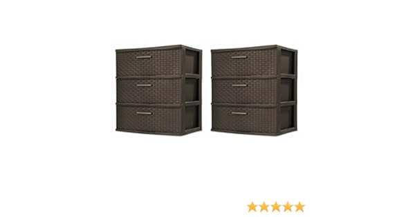 Amazon Com Sterilite 25306p01 3 Drawer Wide Weave Tower Espresso