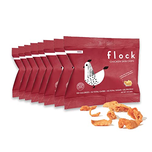 Flock Keto Chicken Skin Chips BBQ Flavor Low Carb, High Protein