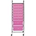 VonHaus 8 Drawer Pink Rolling Cart Organizer Utility Cart for Home, Office and Beauty Storage