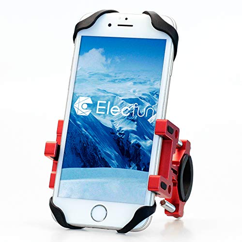 ELECFUN Bike Phone Mount, 360Â° Rotation Aluminum Phone Holder for Bicycle, Motorcycle, Adjustable Handlebar Rack for iPhone X 8 7 6 | Plus, Galaxy S9 S8 S7 | Plus, All 2.4"-3.7" Wide Phones