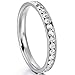 MOWOM White Stainless Steel Eternity Ring Band CZ Wedding Size 7