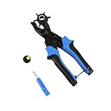 Wisehands Leather Belt Hole Punch -Punches Precise and Sharp Holes -The Master Revolving Leather Belt Hole Puncher -Professional Quality Belt Hole Maker -Less Hand Strength Needed -6 Sizes