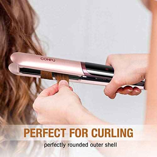 Hair Straightener and Curler Pro Ceramic Tourmaline Ionic Flat Irons Fast Heat Up Hair Styling Adjustable Temp LED Display Auto Shut Off Worldwide Dual Voltage Incl Glove Ideal for Travel - Thumbnail 3