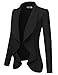 DOUBLJU Classic Draped Open Front Long Sleeve Business Casual Work Deconstructed Blazer Jackets for Womens with Plus Size